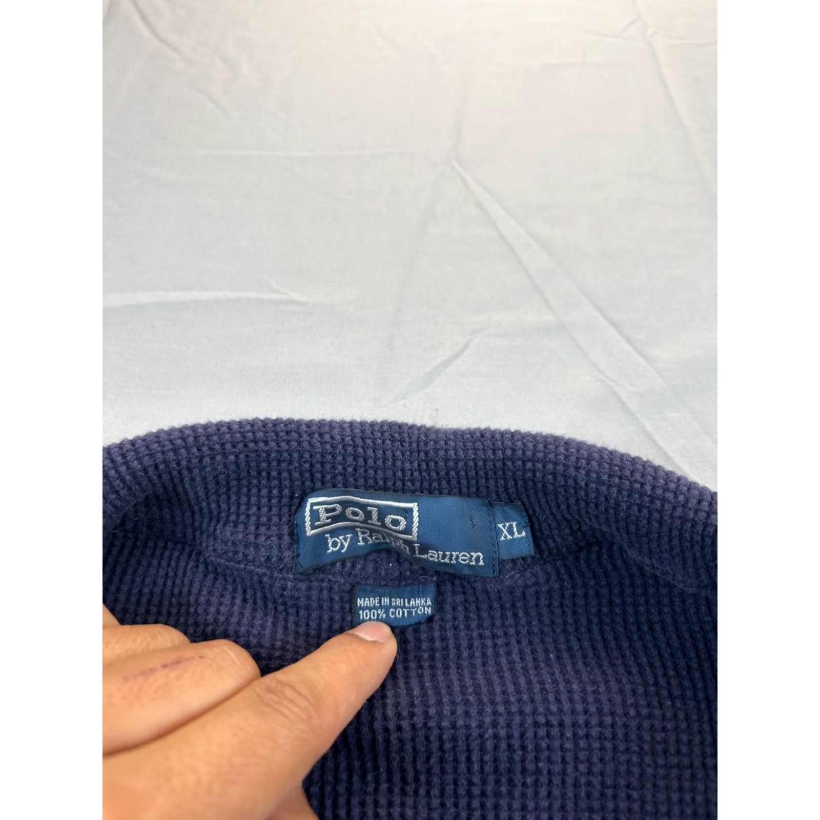 Polo Ralph Lauren Polo Ralph Lauren Polo Shirt Mens XL Navy Waffle Knit Thermal US 67 Blue Size US XL / EU 56 / 4 - 4 Thumbnail