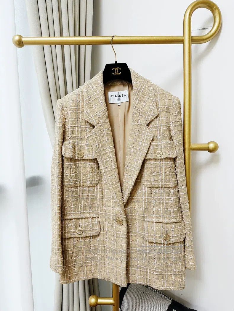 Chanel Chanel 19S beach series gold plaid long-sleeved suit jacke Size XXS / US 00 / IT 34 - 1 Thumbnail