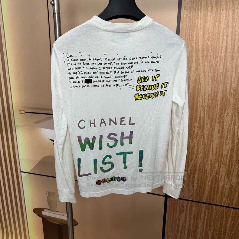 Chanel White Long Sleeve Graffiti T.