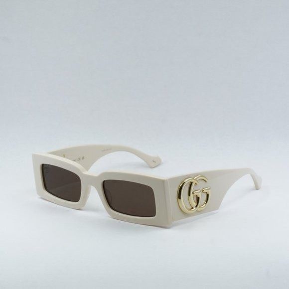 image of New Gucci Gg1425S 004 Ivory Brown Sunglasses in White, Women's