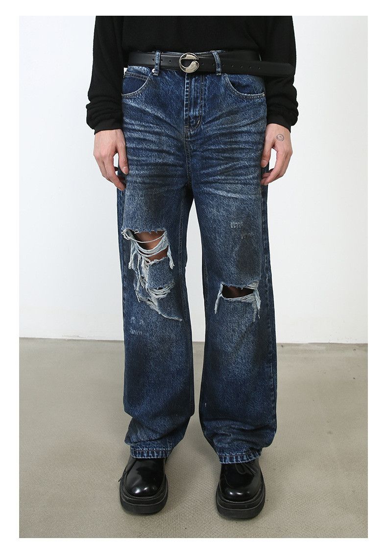 Japanese Brand × Jean American style street ripped jeans men's loose straight Size US 34 / EU 50 - 1 Thumbnail