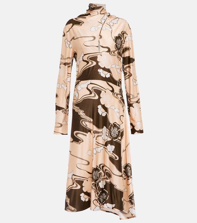 Jil Sander New ‘23 Jil Sander Midi dress peony abstract print sz 32 xs Size XXS / US 00 / IT 34 - 1 Thumbnail