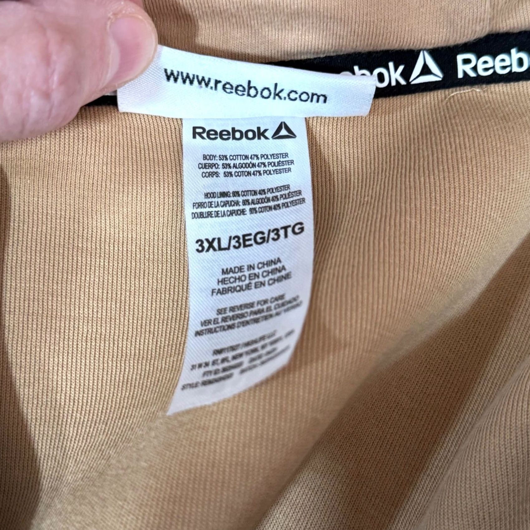 Reebok Reebok Momentum Fleece 3XL Full Zip Hoodie REM243HD03 Tech Athleisure Streetwear Hoodie Mens 3XL Beige Tan Size US XXL / EU 58 / 5 - 6 Thumbnail