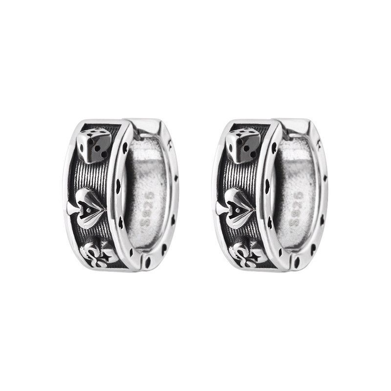 Jewelry × Sterling Silver Poker Dice Matchless Earrings One Pairs Chrome Jewelry Size ONE SIZE - 5 Thumbnail