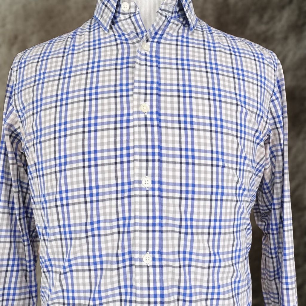 Banana Republic VINTAGE Banana Republic Shirt Mens M Blue Plaid Slim Fit Button-Down Long Sleeve Size US M / EU 48-50 / 2 - 1 Thumbnail
