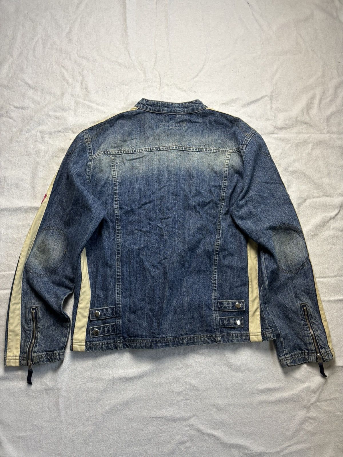 Vintage RARE Archive moto denim jacket with patches japanese style Size US XL / EU 56 / 4 - 8 Thumbnail