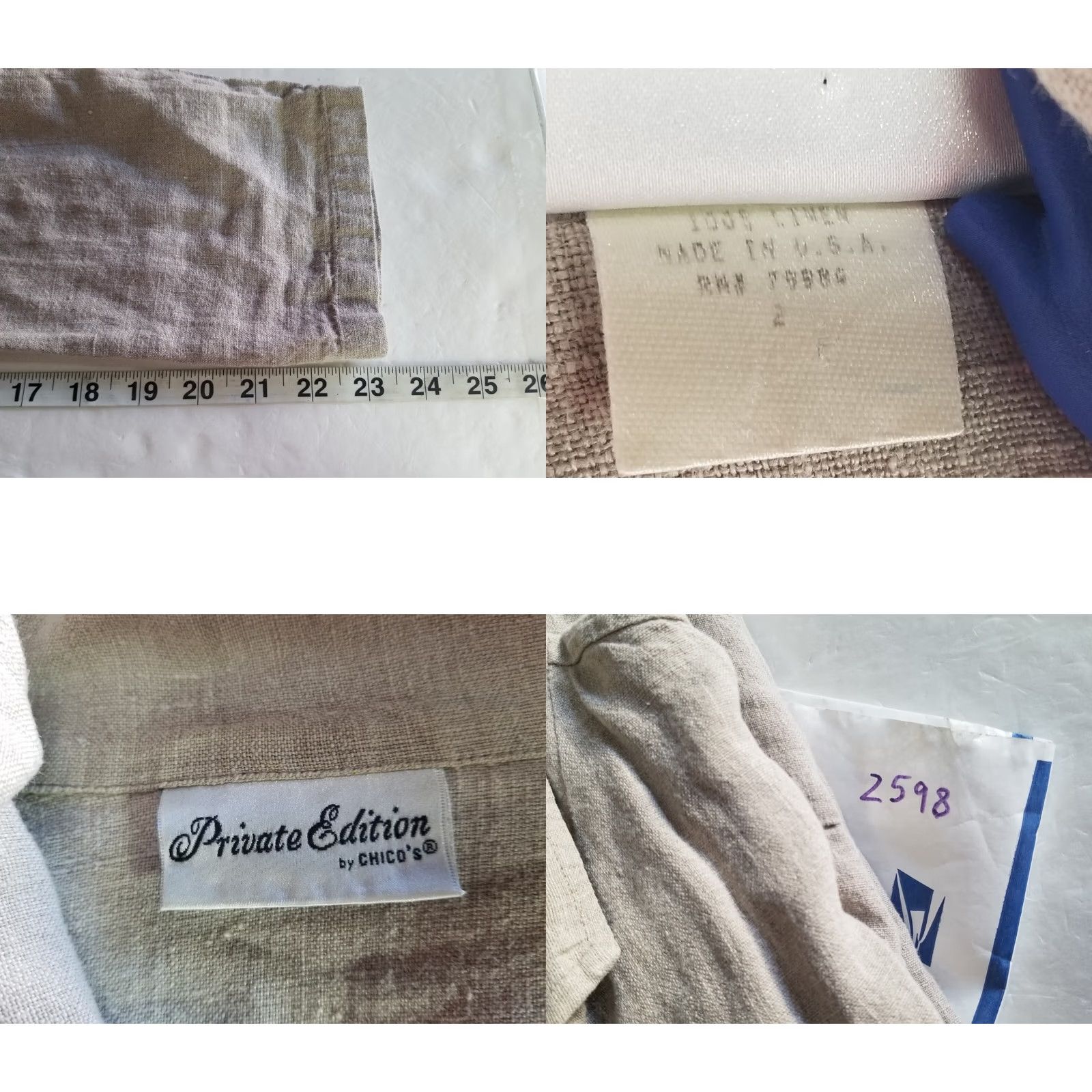 Vintage Chico's Beige Linen Jacket Blazer Two Button USA Size 2 Women's Size L / US 10 / IT 46 - 8 Thumbnail