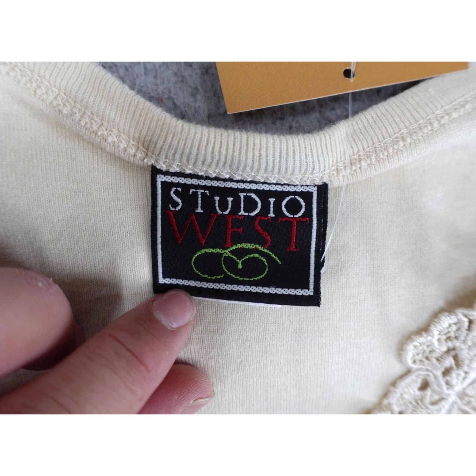 DANCER VINTAGE Western Tank Top Womens Large White Lace Trim Cowgirl Rodeo Square Dance trousers? Size L / US 10 / IT 46 - 6 Thumbnail