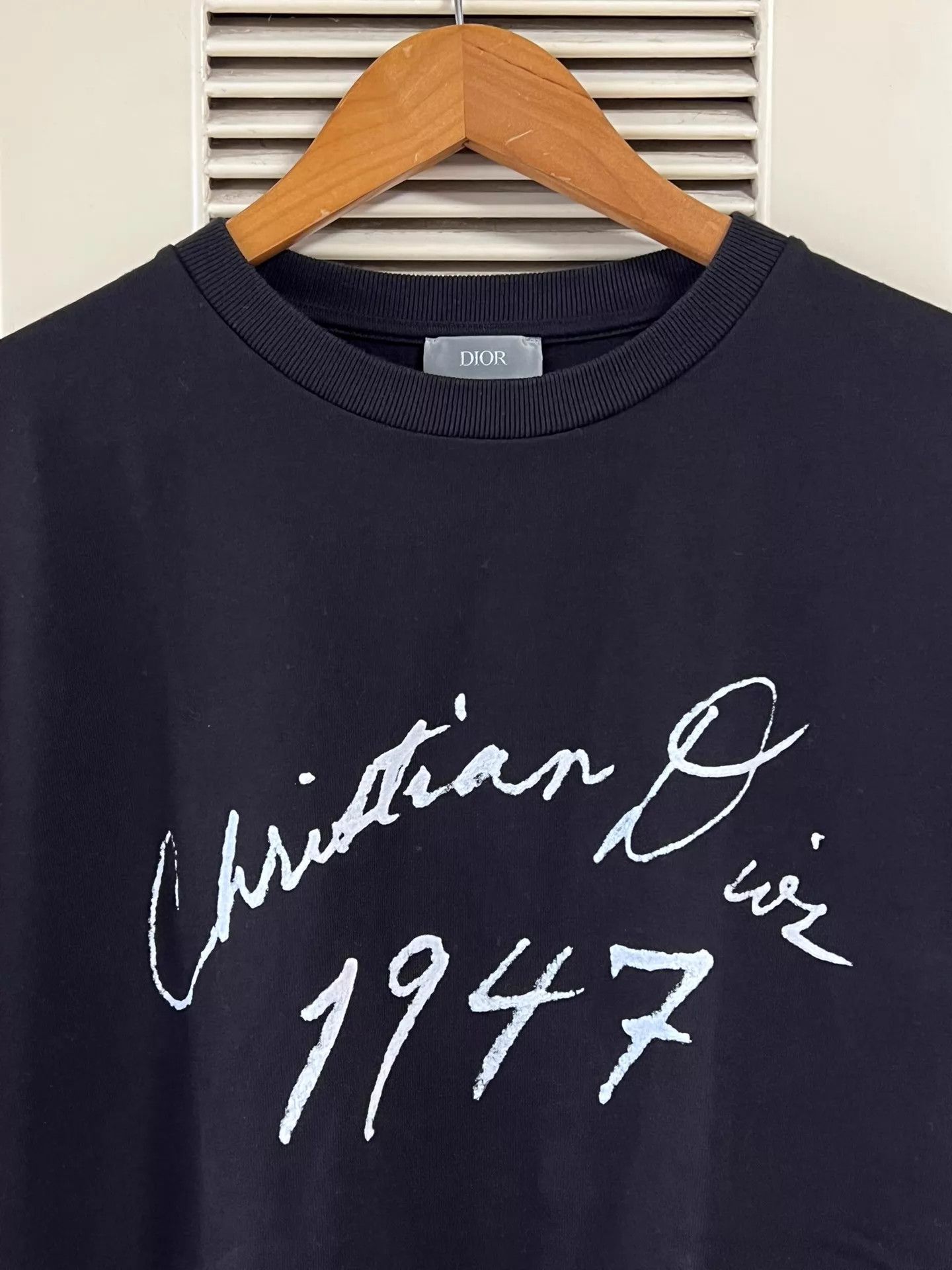 Dior Dior 1947 Script Flock Logo Black Tee M Size US M / EU 48-50 / 2 - 3 Thumbnail