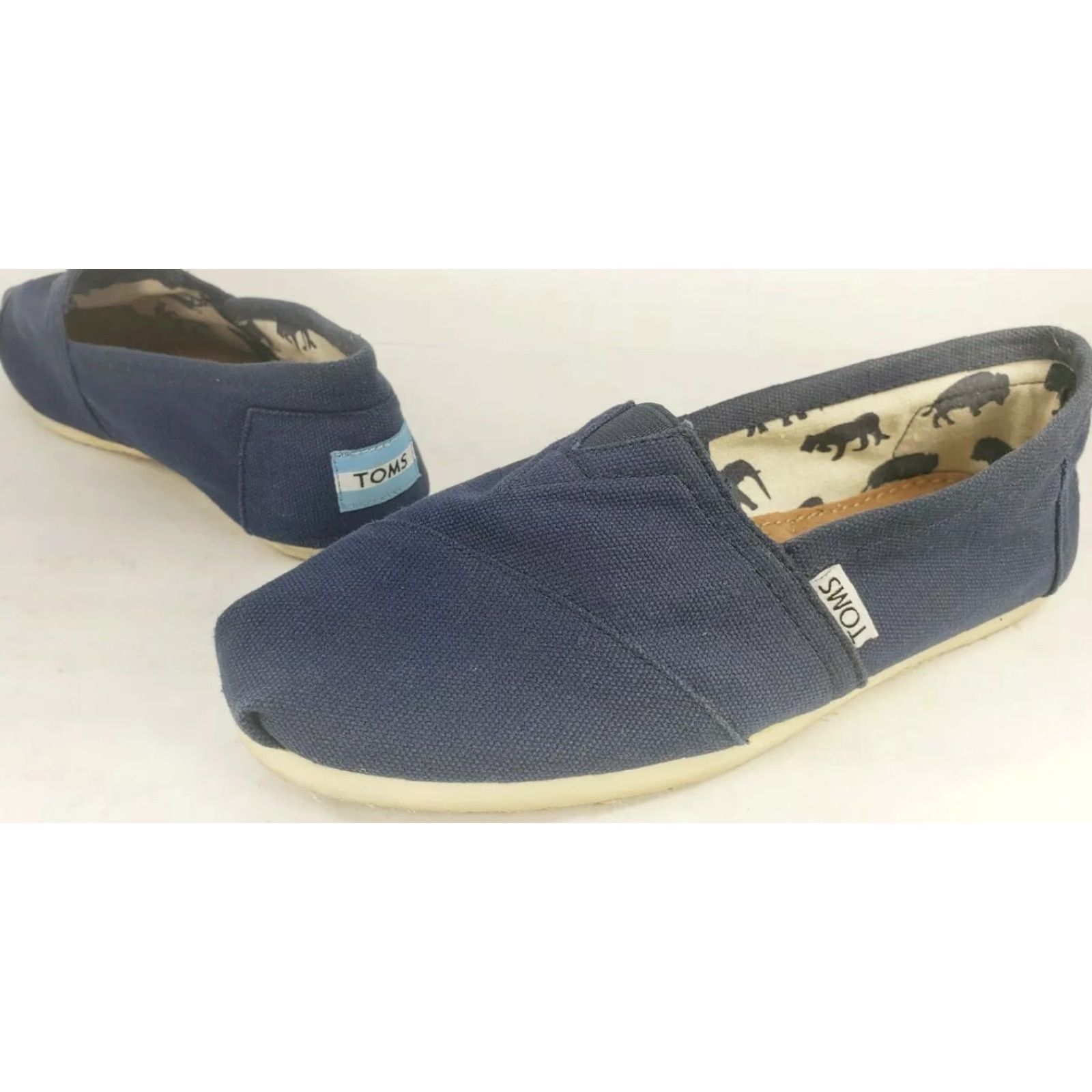Vintage Tom's Women's Classics Navy Canvas Flats Size US 7.5 Venice Collection Flat Shoes Slips On Casual Size US 8 / IT 38 - 2 Thumbnail