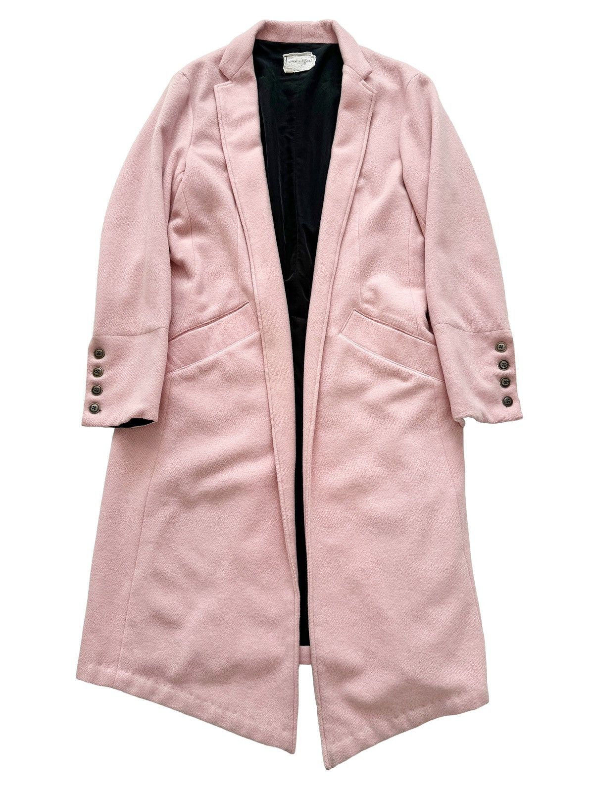 image of Greg Lauren Sz4 $3000 Sample Pink Wool Top Long Coat, Men's (Size XL)