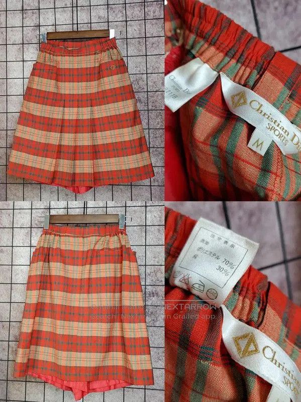 Dior Dior Embroidered Red Plaid Skirt . Size 26" / US 2 / IT 38 - 1 Thumbnail