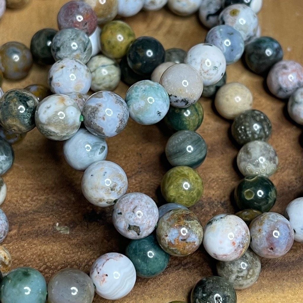 Other Ocean jasper beaded stretch bracelet ONE NEW reiki meditation crystal healing 8mm Size ONE SIZE - 4 Thumbnail