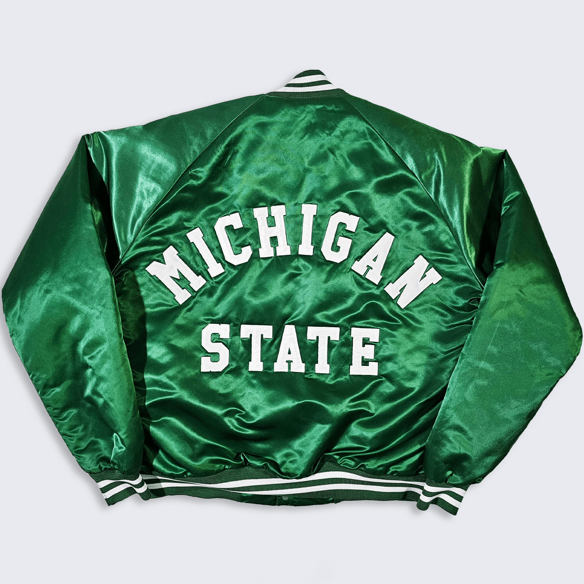 Vintage Michigan State Spartans Vintage 80s Chalk Line Satin Bomber Size US L / EU 52-54 / 3 - 1 Thumbnail