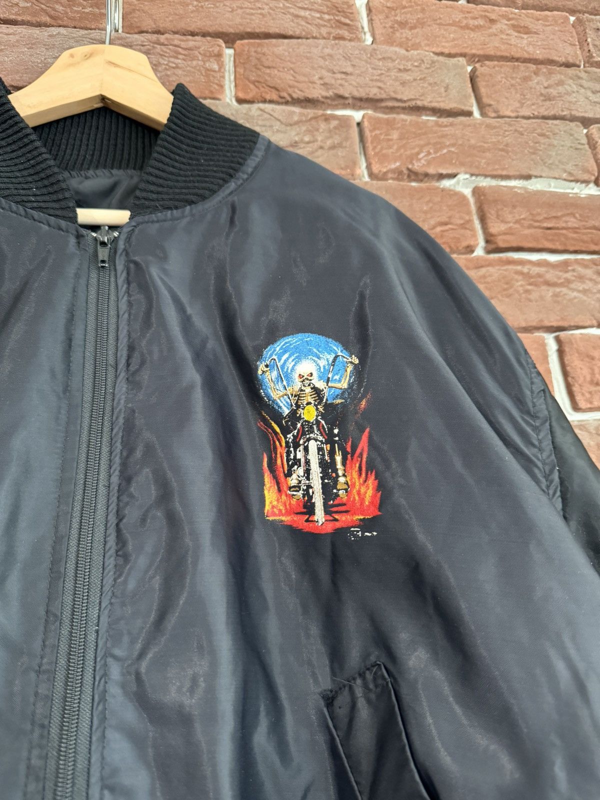 Vintage 90s Vintage Ghost Rider Zip It Nylon Bomber Jacket L Black Size US L / EU 52-54 / 3 - 4 Thumbnail