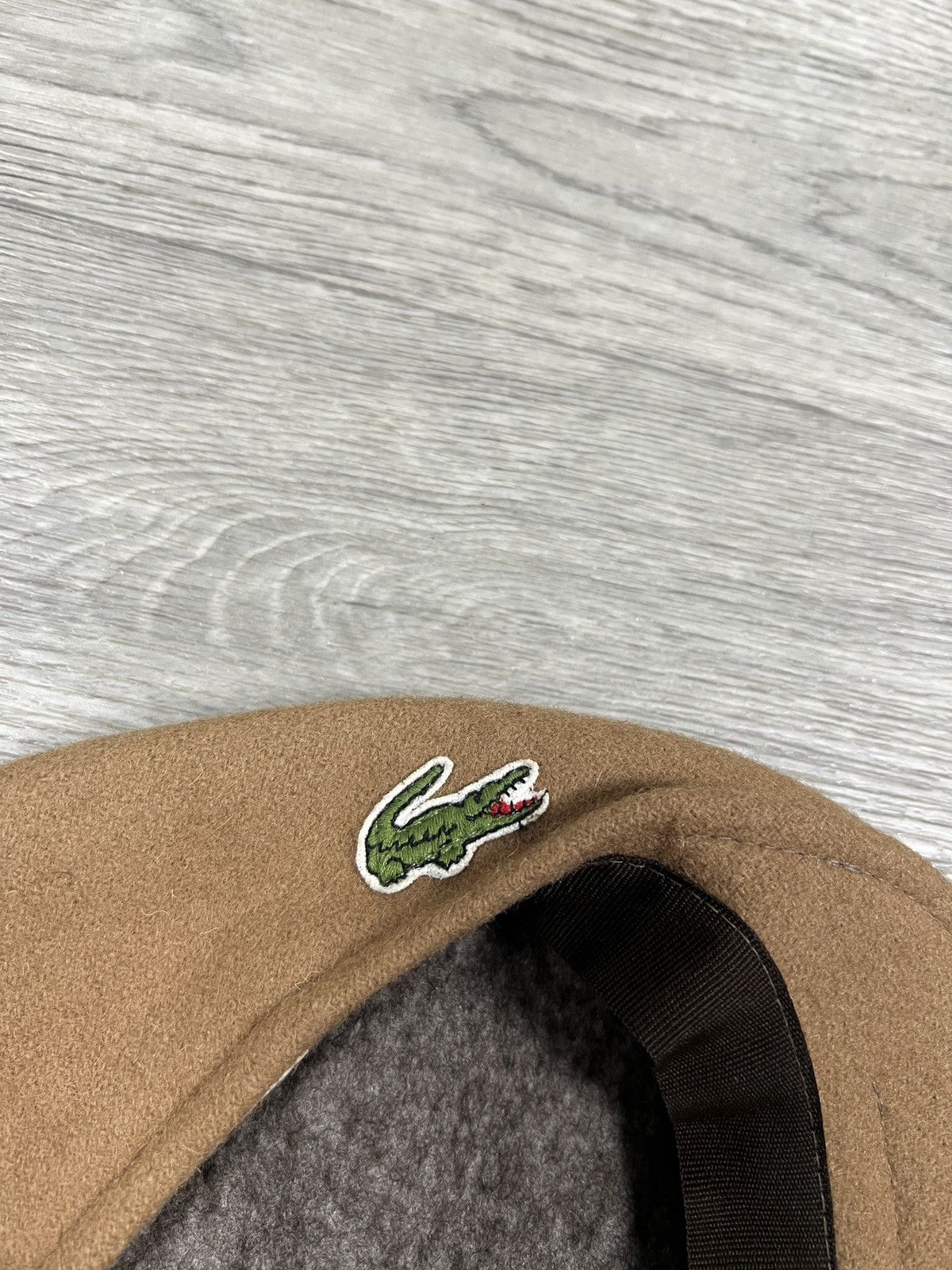 Lacoste Lacoste Unisex Wool Flat Cap Beret Hat Light Brown size 56 Size ONE SIZE - 6 Thumbnail