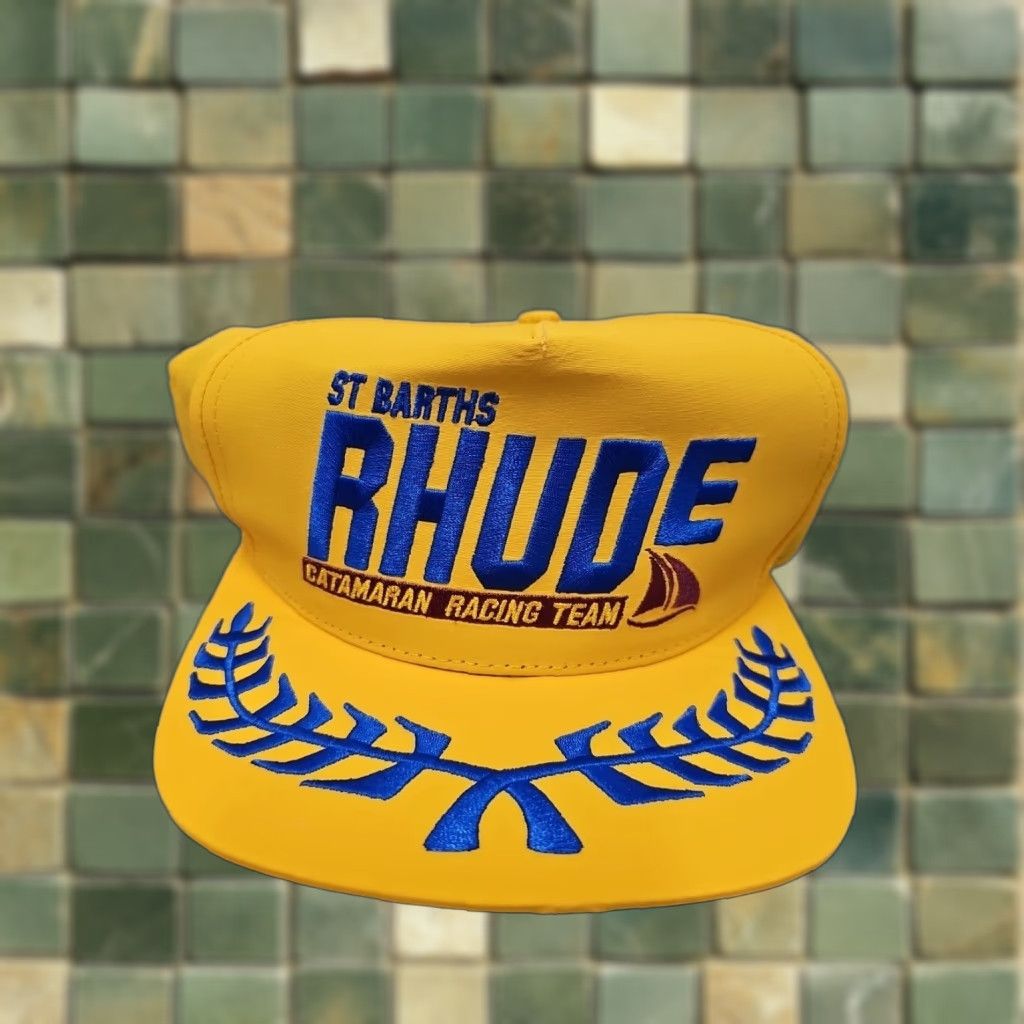 Rhude Rhude LORIENT RACING Yellow Hat Cap Authentic NEW One Size Men Adjustable Baseball Cap Cap Ancient Deadstock Fall Spring Summer Winter Gents Mens Size ONE SIZE - 1 Thumbnail