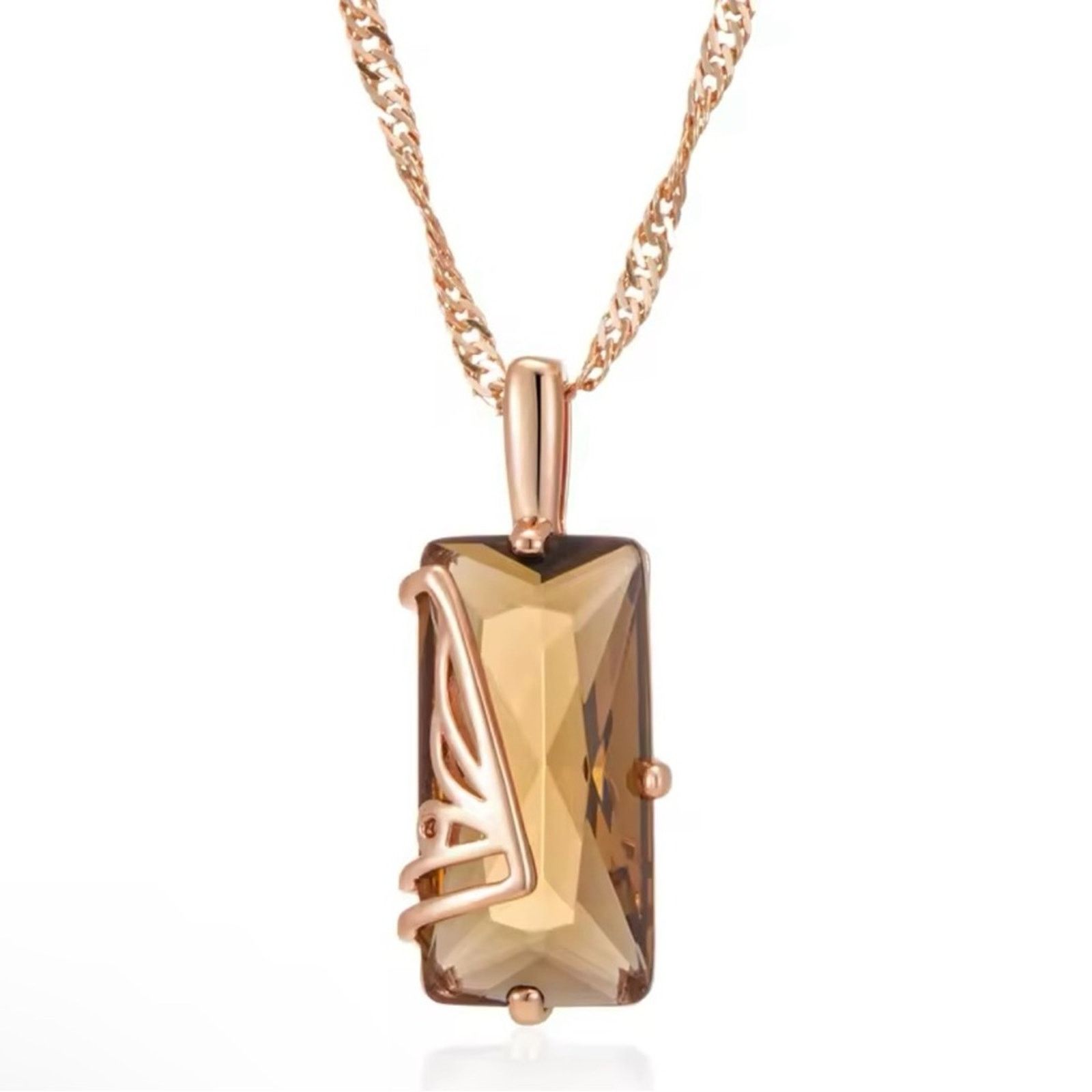 Other Light Brown Zircon Pendant Necklace Women Square 585 Rose Size ONE SIZE - 8 Thumbnail