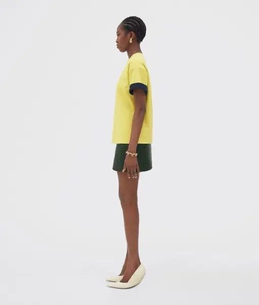 Bottega Veneta o1bcso1str0225 Double Layered Cotton Jersey T-Shirt Yellow Size XXS / US 00 / IT 34 - 2 Thumbnail