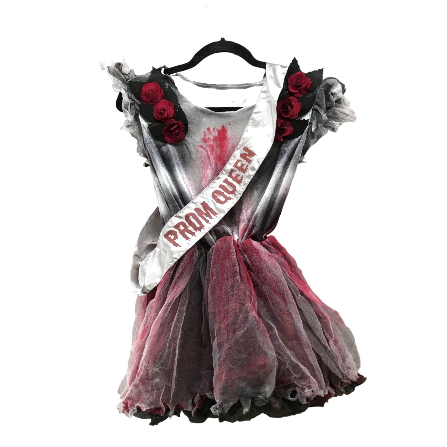 Vintage Spooktacular Creations Girls Halloween Zombie Prom Queen Costume Dress With Sash, Gray, XL 12-14 Years Size ONE SIZE - 2 Thumbnail