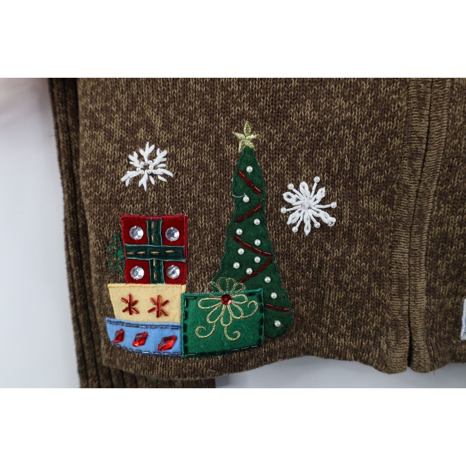 Vintage Vintage 90s Christmas Santa Snowflake Knit Cardigan Sweater Size L / US 10 / IT 46 - 7 Thumbnail