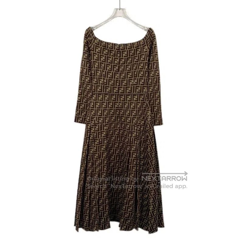 Fendi Fendi Brown Logo Print Cotton Dress. Size M / US 6-8 / IT 42-44 - 2 Thumbnail