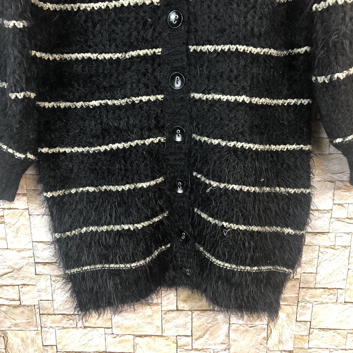 Vintage LLyabaccot Black Shag Shaggy Fur Mohair Cardigan #A30 Size M / US 6-8 / IT 42-44 - 6 Thumbnail