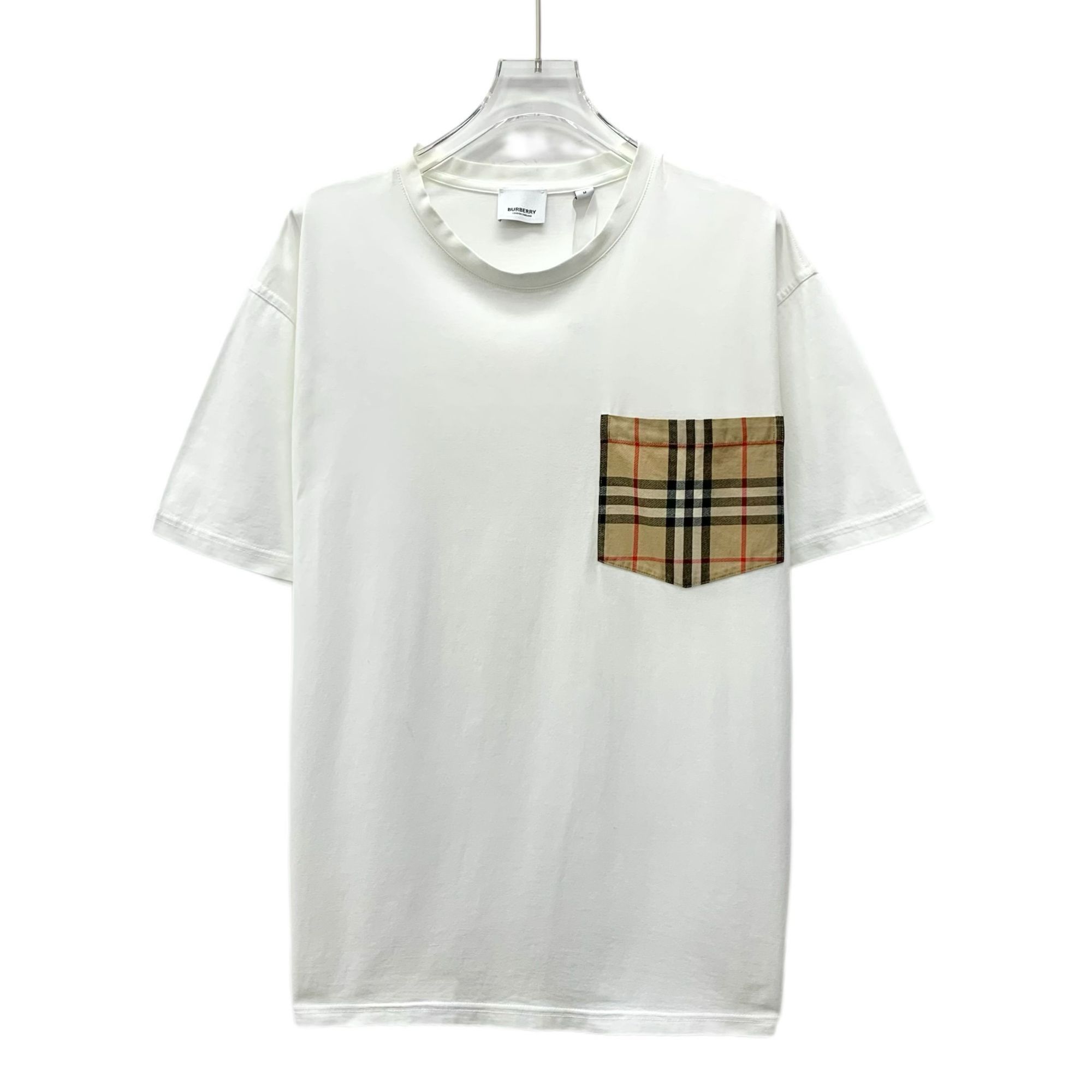 Burberry BURBERRY White Cotton T-Shirt With Nova Check Pocket Size M Size US M / EU 48-50 / 2 - 1 Thumbnail