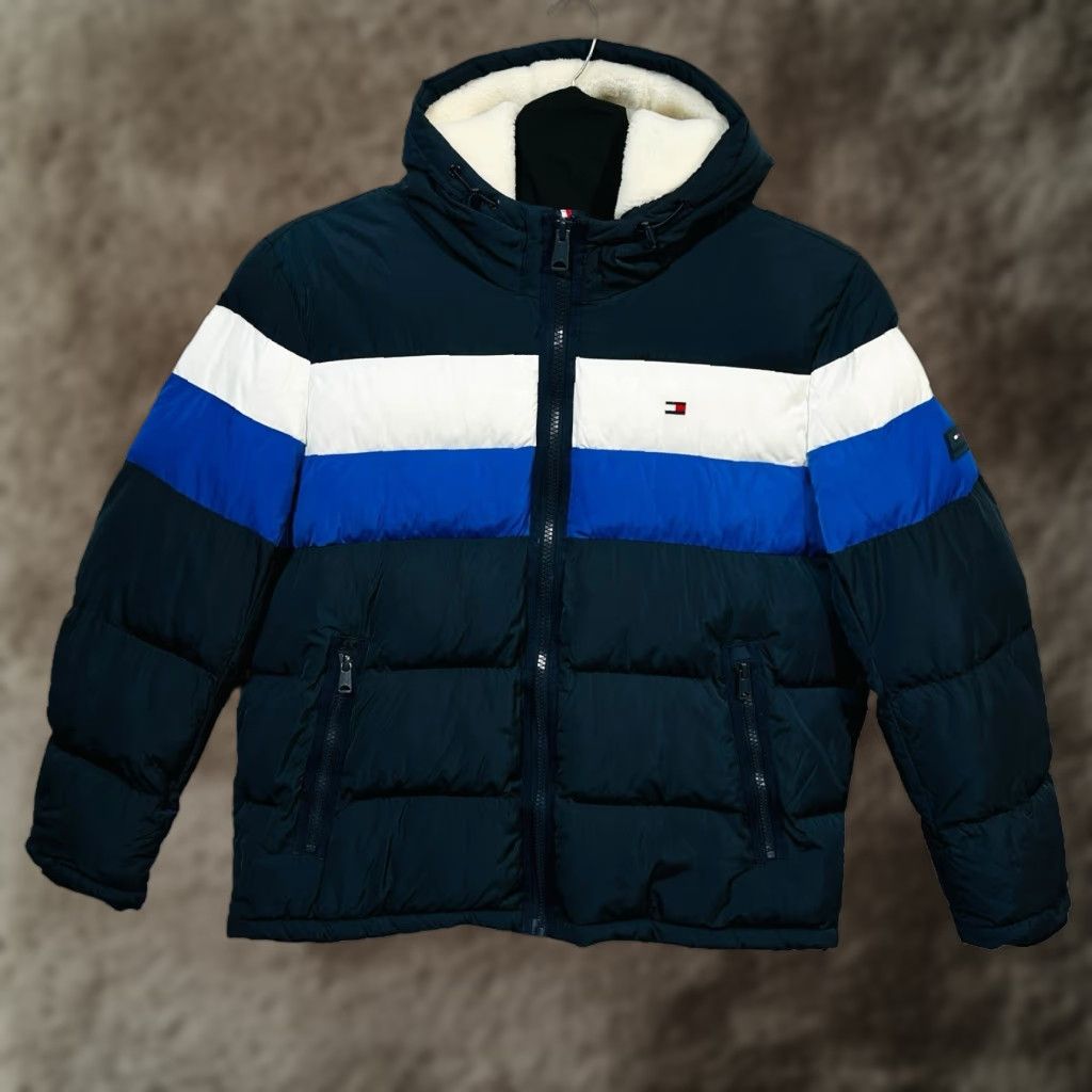 Tommy Hilfiger Tommy Hilfiger Men’s Hooded Puffer Jacket XL Blue Quilted Winter Coat Jacket Size US XL / EU 56 / 4 - 1 Thumbnail
