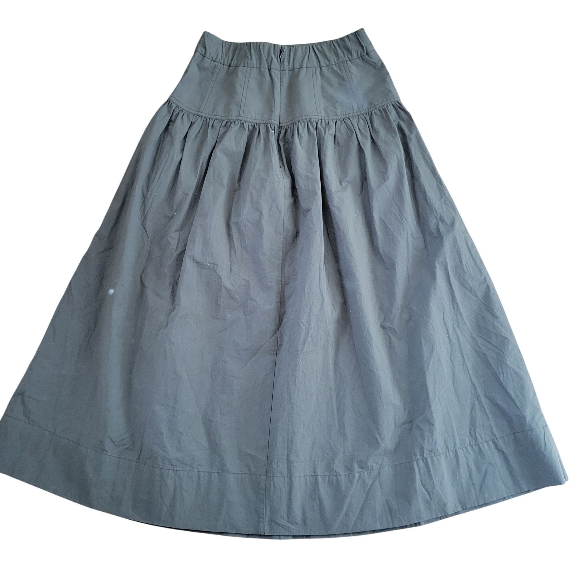 Vintage Tuckernuck Army Green Maxi Skirt XS Cotton High Waisted A Li Size 26" / US 2 / IT 38 - 7 Thumbnail