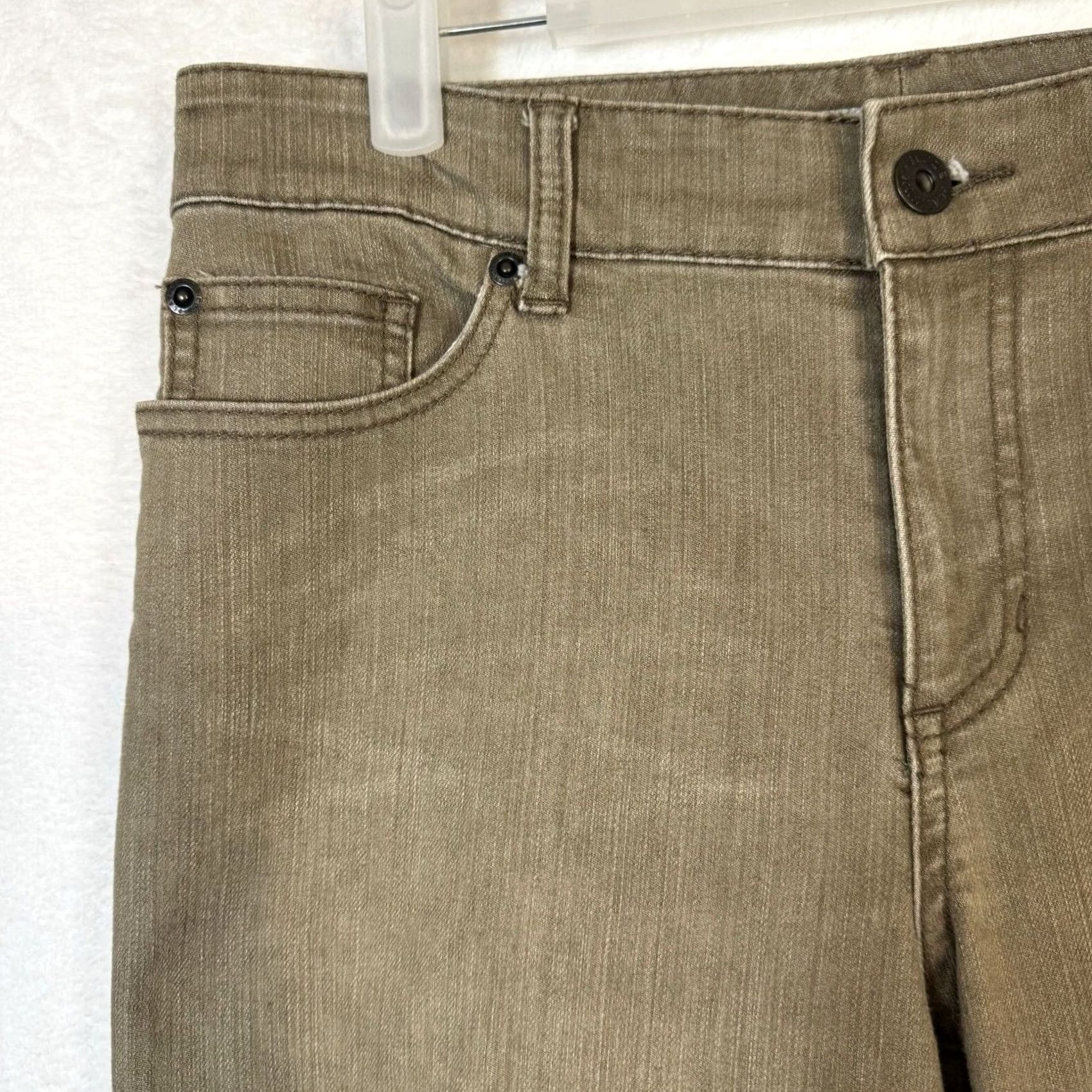 Vintage Chico's Platinum Denim Jeans Women's 0.5 XS Tan Stretch Whiskered Straight Leg Jeans Size 26" / US 2 / IT 38 - 4 Thumbnail