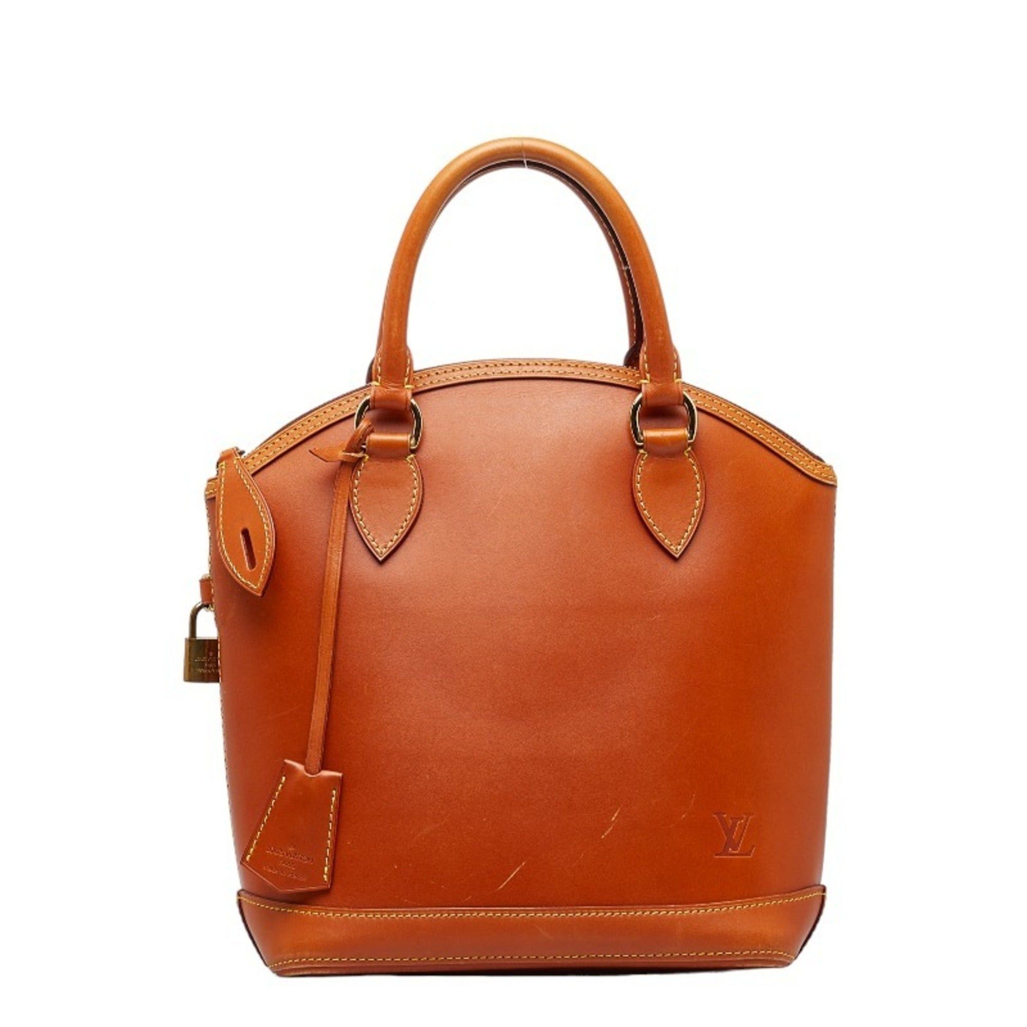 image of Louis Vuitton Nomad Lockit Handbag M85388 Orange Leather Women's in Tan