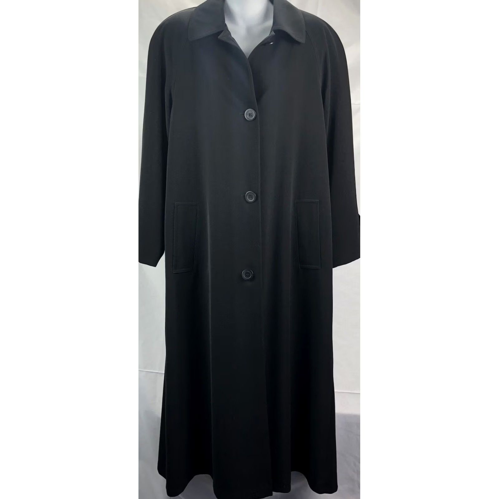 Worthington Worthington long trench coat Coat 6 Black notch collar pockets lined Women's Coat Long Black Gothic Career 90s style Size M / US 6-8 / IT 42-44 - 5 Thumbnail