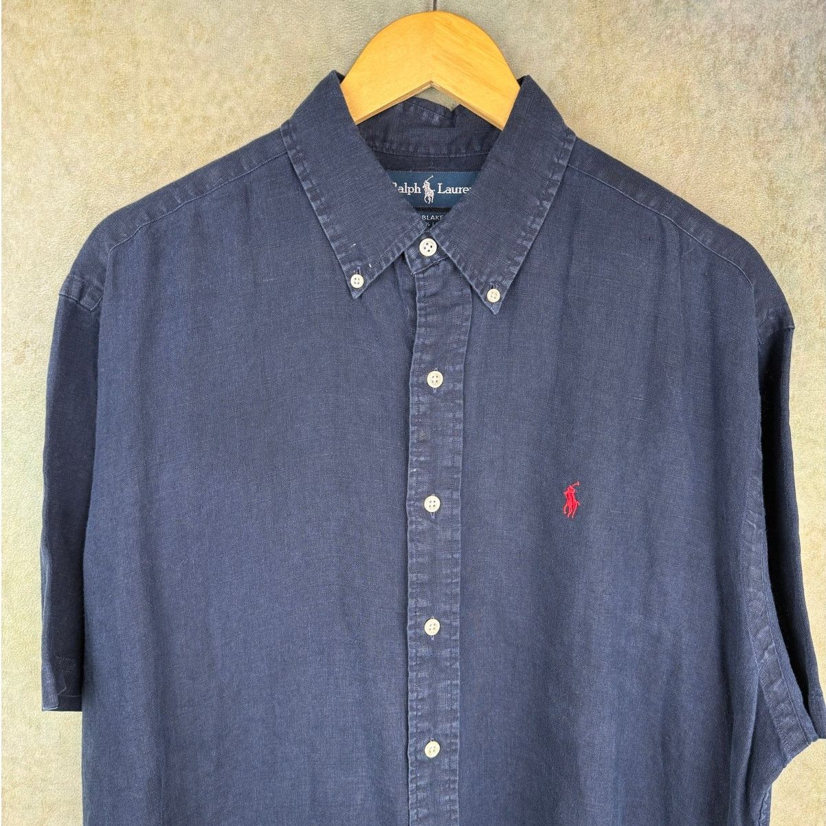 Polo Ralph Lauren × Vintage VTG 90s Polo Ralph Lauren 100% Linen Shirt Mens Sz L Navy Size US L / EU 52-54 / 3 - 2 Thumbnail