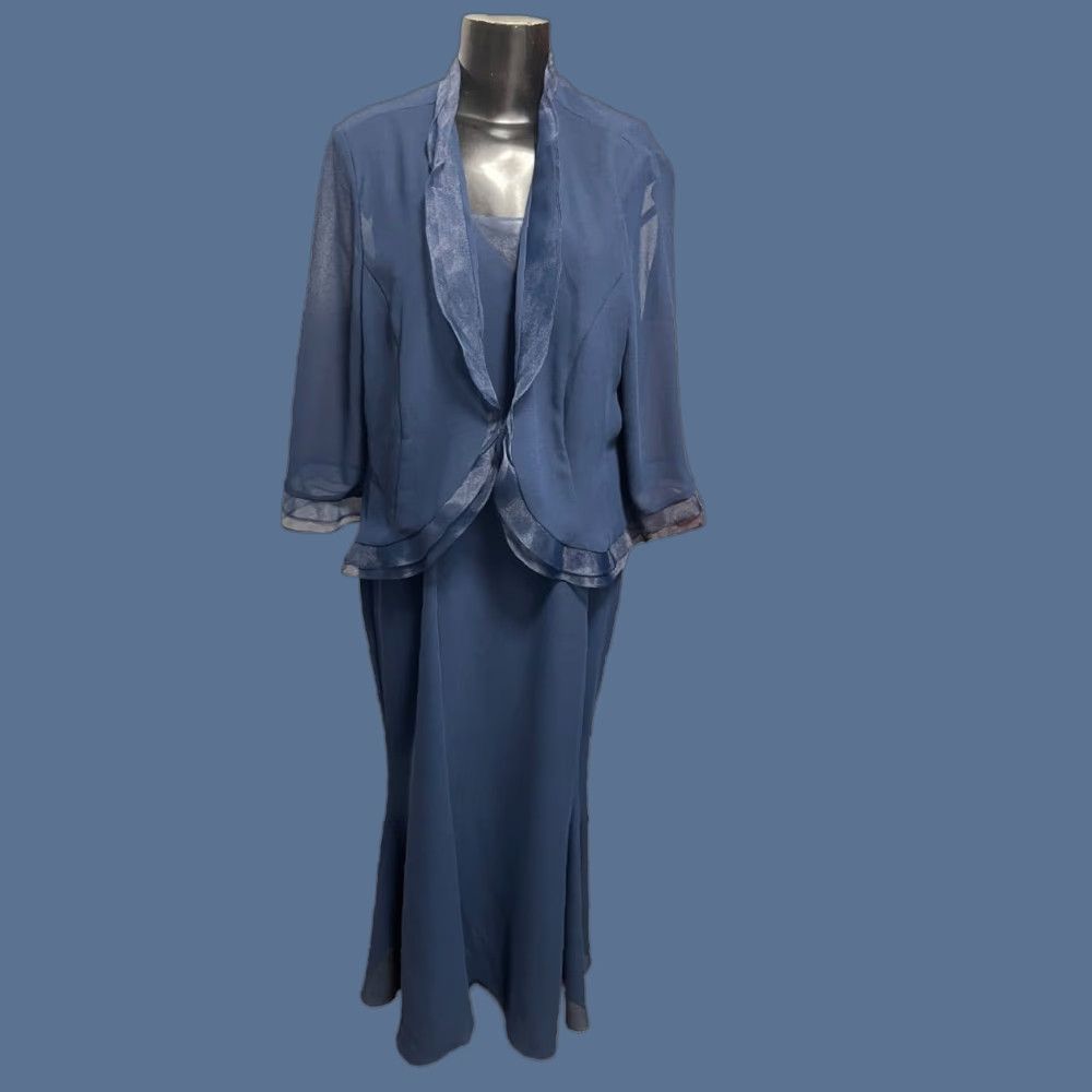 Vintage VINTAGE Jan's Boutique Eveningwear 2 Piece Dress Jacket Navy Blue Women Plus 18 Long Eveningwear Womens Size XXL / US 16-18 / IT 52-54 - 1 Thumbnail