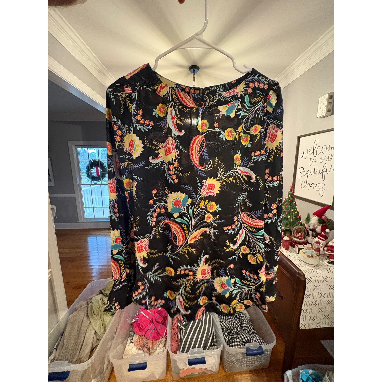Loft LOFT Black Floral & Paisley Long Sleeve Blouse – Size XS Size XS / US 0-2 / IT 36-38 - 2 Thumbnail