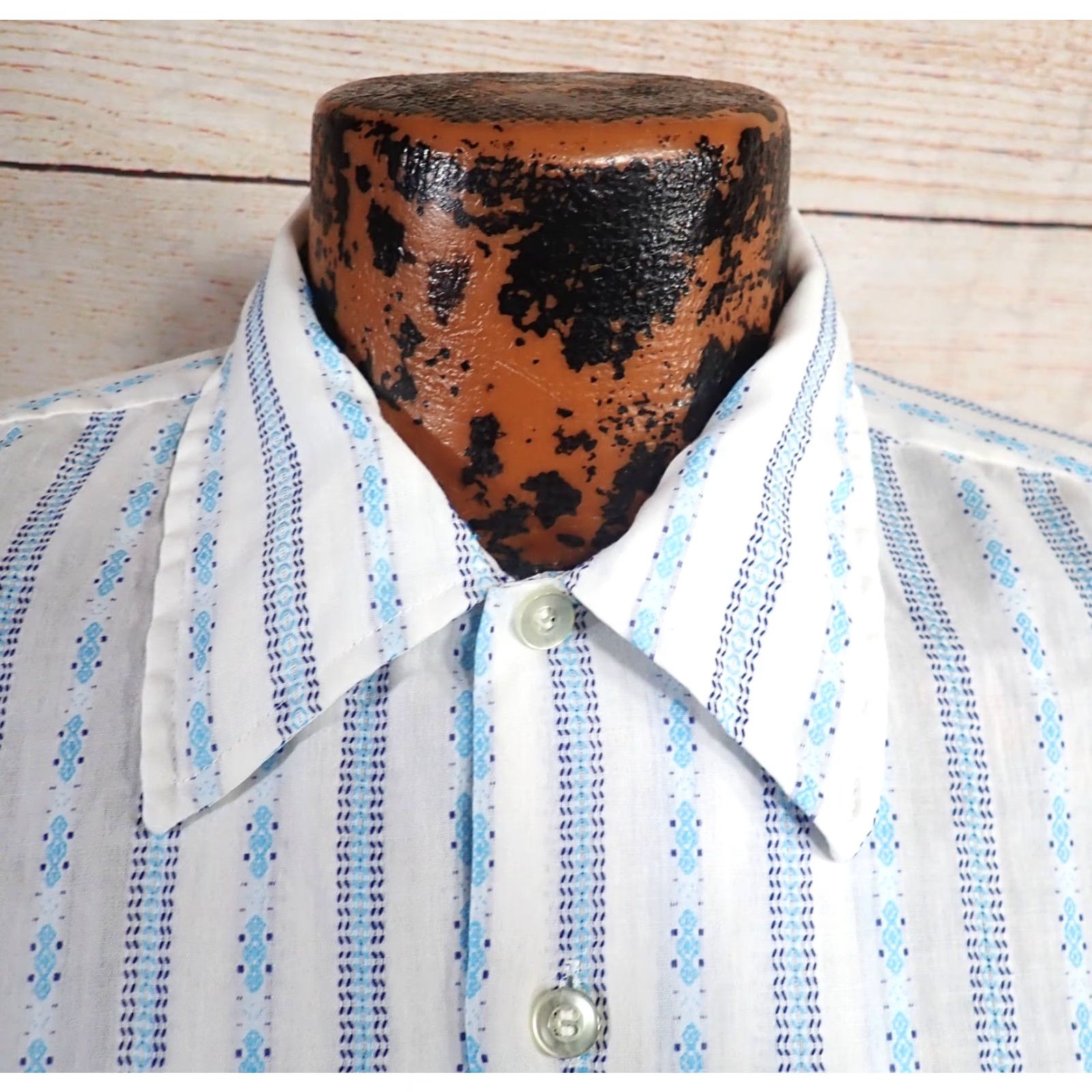 Vintage VINTAGE Montgomery Ward Shirt Mens L 70's Nik Striped Print All Over Disco Beige Size US L / EU 52-54 / 3 - 2 Thumbnail