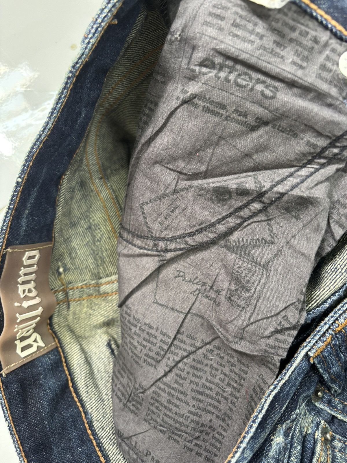 If Six Was Nine × John Galliano Vintage Galliano Patchwork Distressed Denim Jeans Letters Size US 32 / EU 48 - 12 Thumbnail