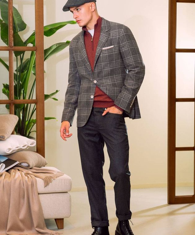 Brunello Cucinelli o1w1db10125 Suit Type Jacket in Grey Size US M / EU 48-50 / 2 - 7 Thumbnail