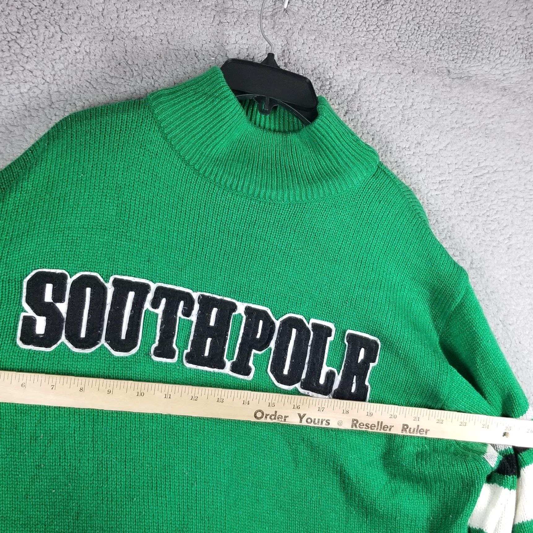 Southpole VINTAGE Southpole Men's Sweater Knit Pullover Mock Neck Striped Green All Seasons 90s Streetwear Size US M / EU 48-50 / 2 - 6 Thumbnail