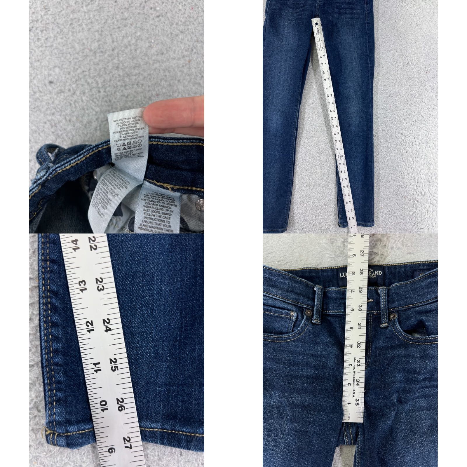 Lucky Brand Lucky Brand Jeans Women Blue Denim Skinny 00 Low Rise 27x23 5-Pocket Cotton Blend Vintage? No 90s Theme 23X27 Size 24" / US 00 / IT 34 - 8 Thumbnail