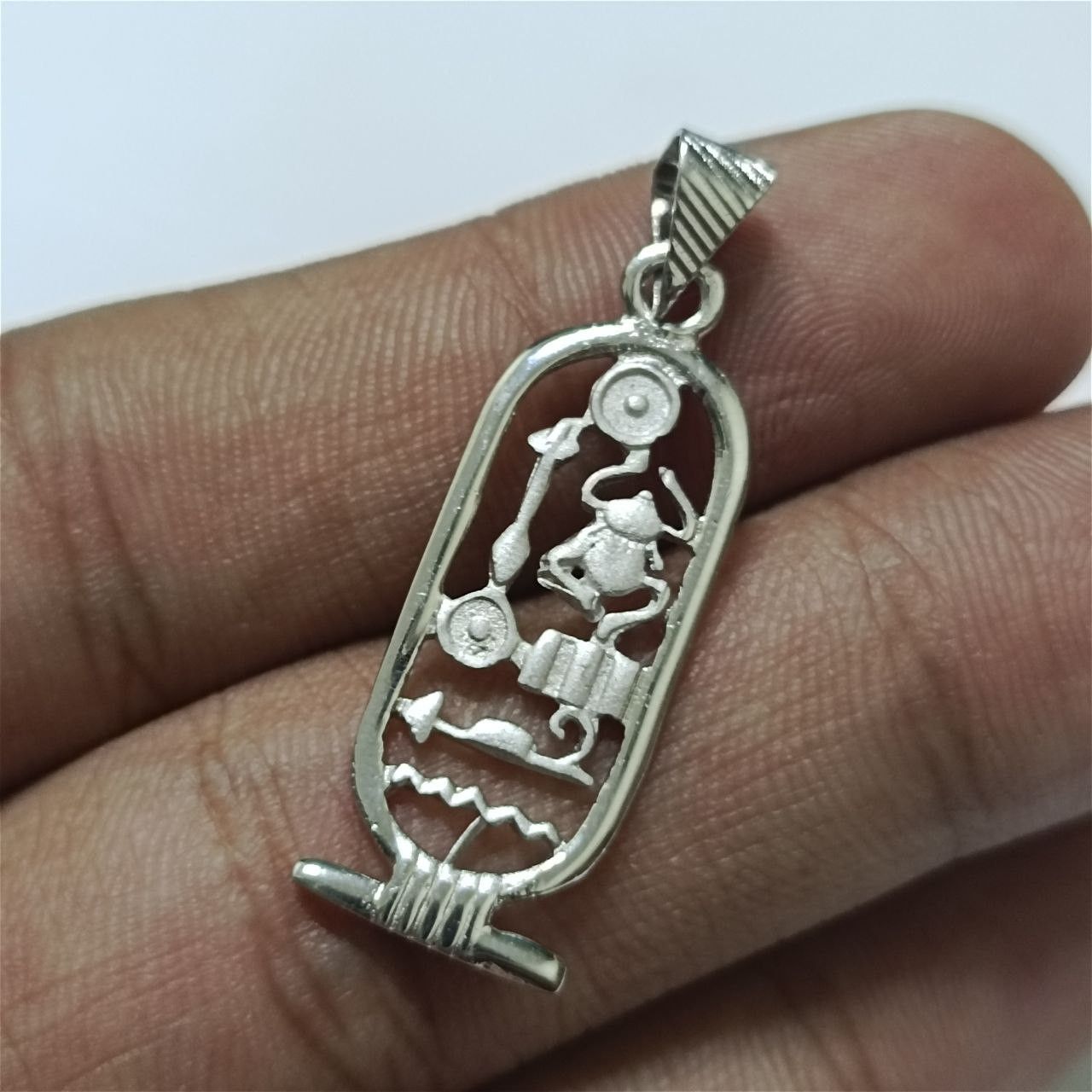 925 sterling silver Egyptian cartouche pendant