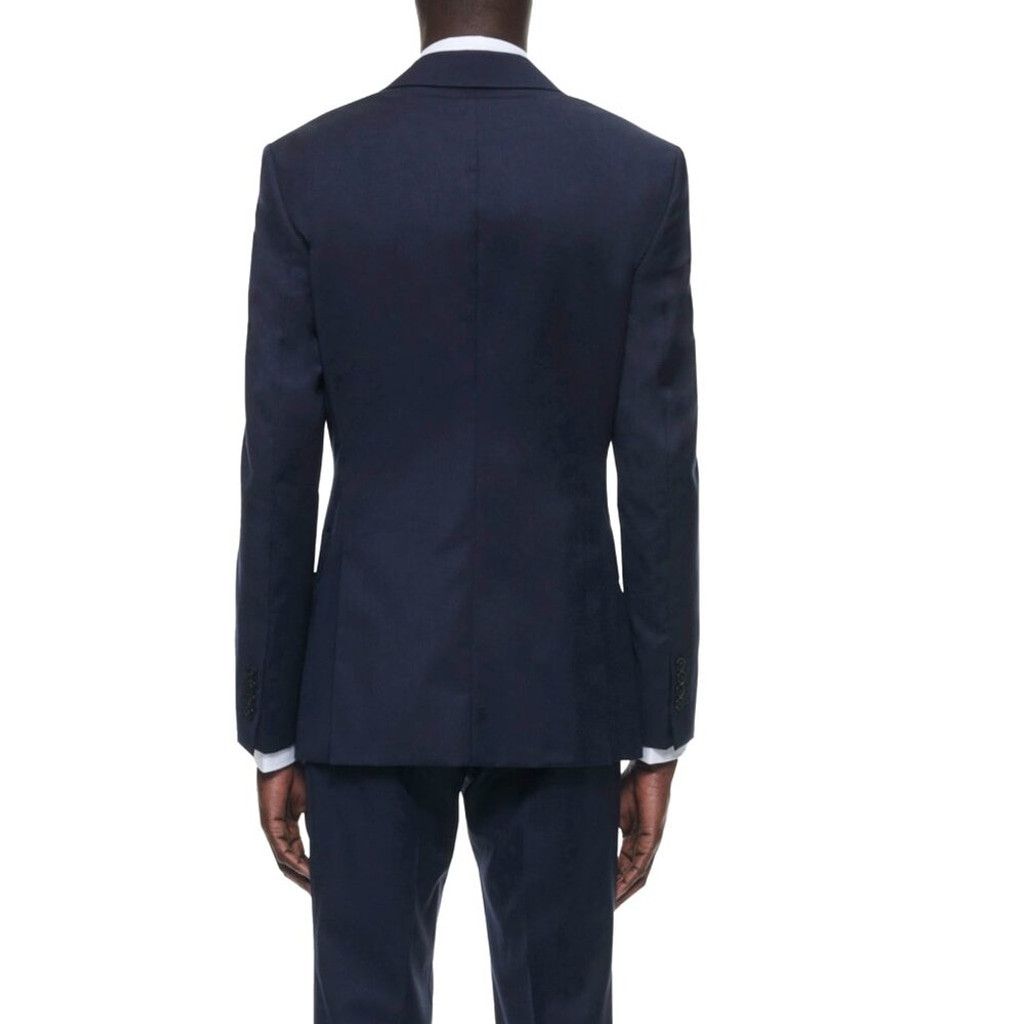 De Fursac DE FURSAC Virgin Serge Carbon Blue Suit Blazer Jacket 46 S/M Size 46R - 3 Thumbnail