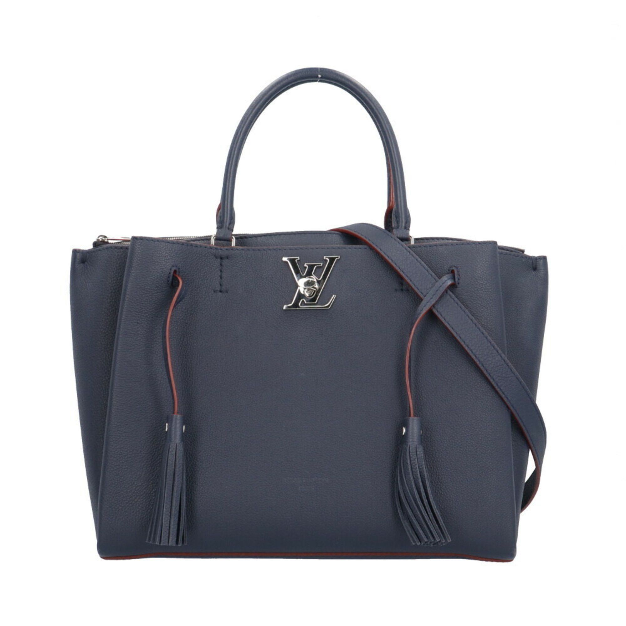Louis Vuitton Rock Meat Shoulder Bag Leather M54571 Navy Women's Louis Vuitton 2Way in Blue