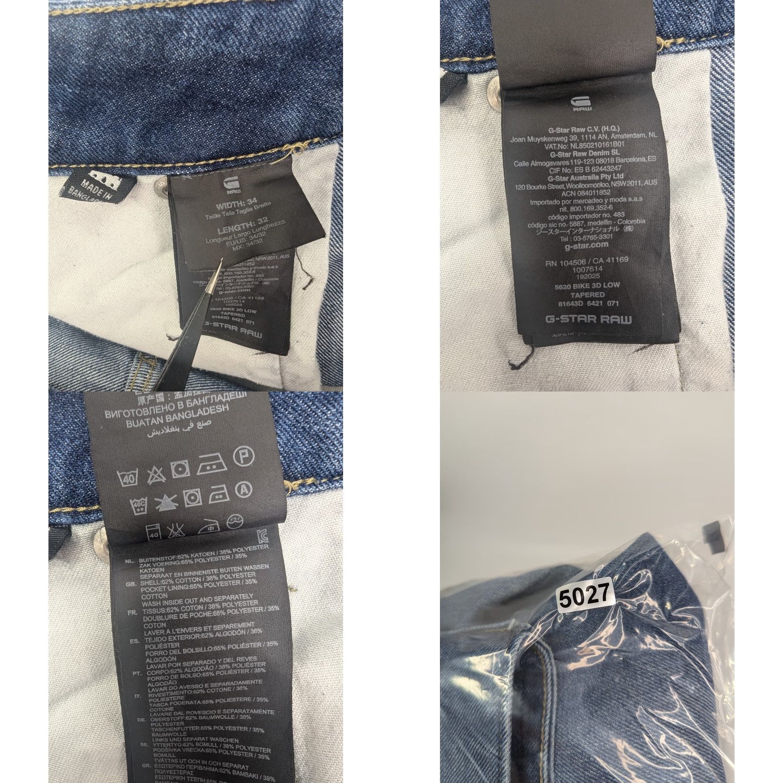 Vintage G-Star Raw Jeans 36 Regular 29in Inseam 3D 5620 Bike 3D Low Tapered Denim Blue Mens 34x32 (Fits 36x29) Moto Street Jeans Size US 36 / EU 52 - 9 Thumbnail