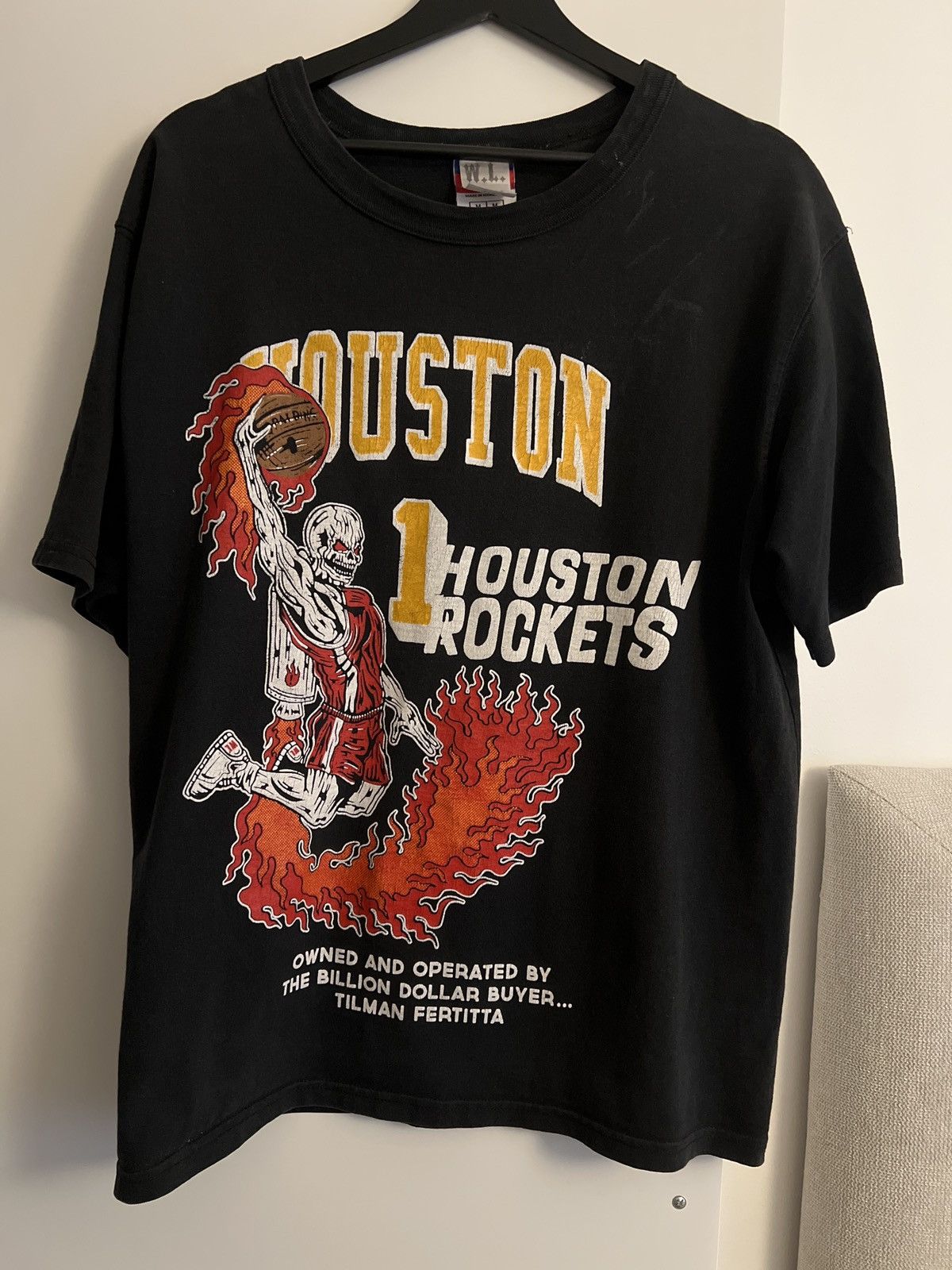 image of Huston Rockets Original Tee - Champion Blank in Black, Men's (Size Medium)