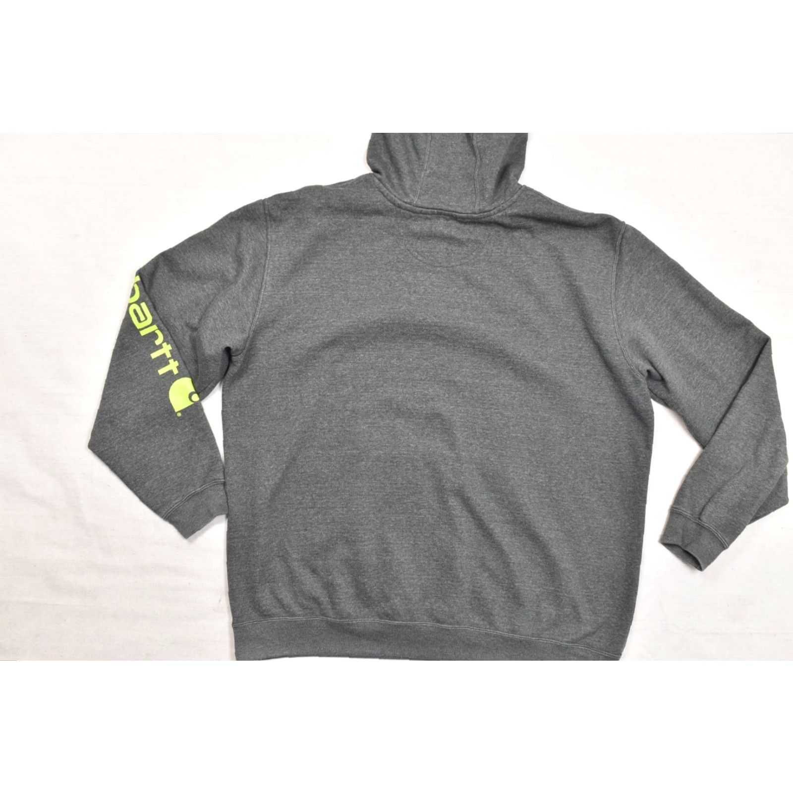 Carhartt Carhartt Hoodie Mens XL Charcoal Gray Neon Green Sleeve Logo Loose Fit K288 026 Pullover Sweatshirt Size US XL / EU 56 / 4 - 7 Thumbnail