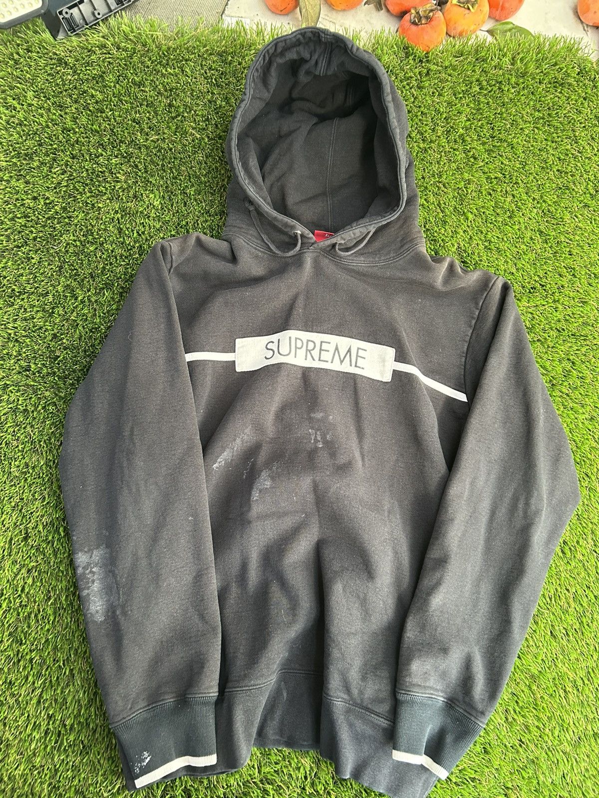 Supreme Supreme SS17 Chest Twill Tape Heavyweight Black Hoodie Size US XL / EU 56 / 4 - 2 Thumbnail