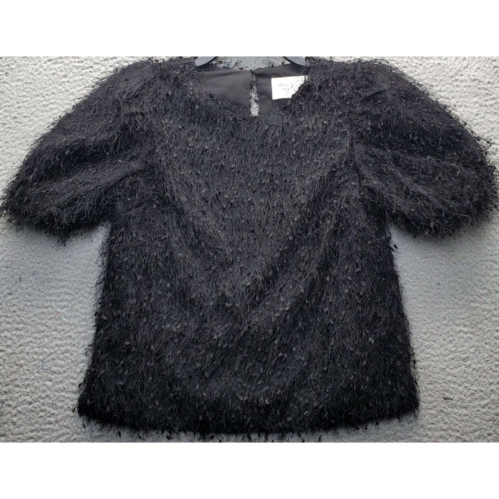Vintage Hyacinth House Top Womens Small Black Fringe Eyelash Knit Short Sleeve Shirt Size S / US 4 / IT 40 - 2 Thumbnail