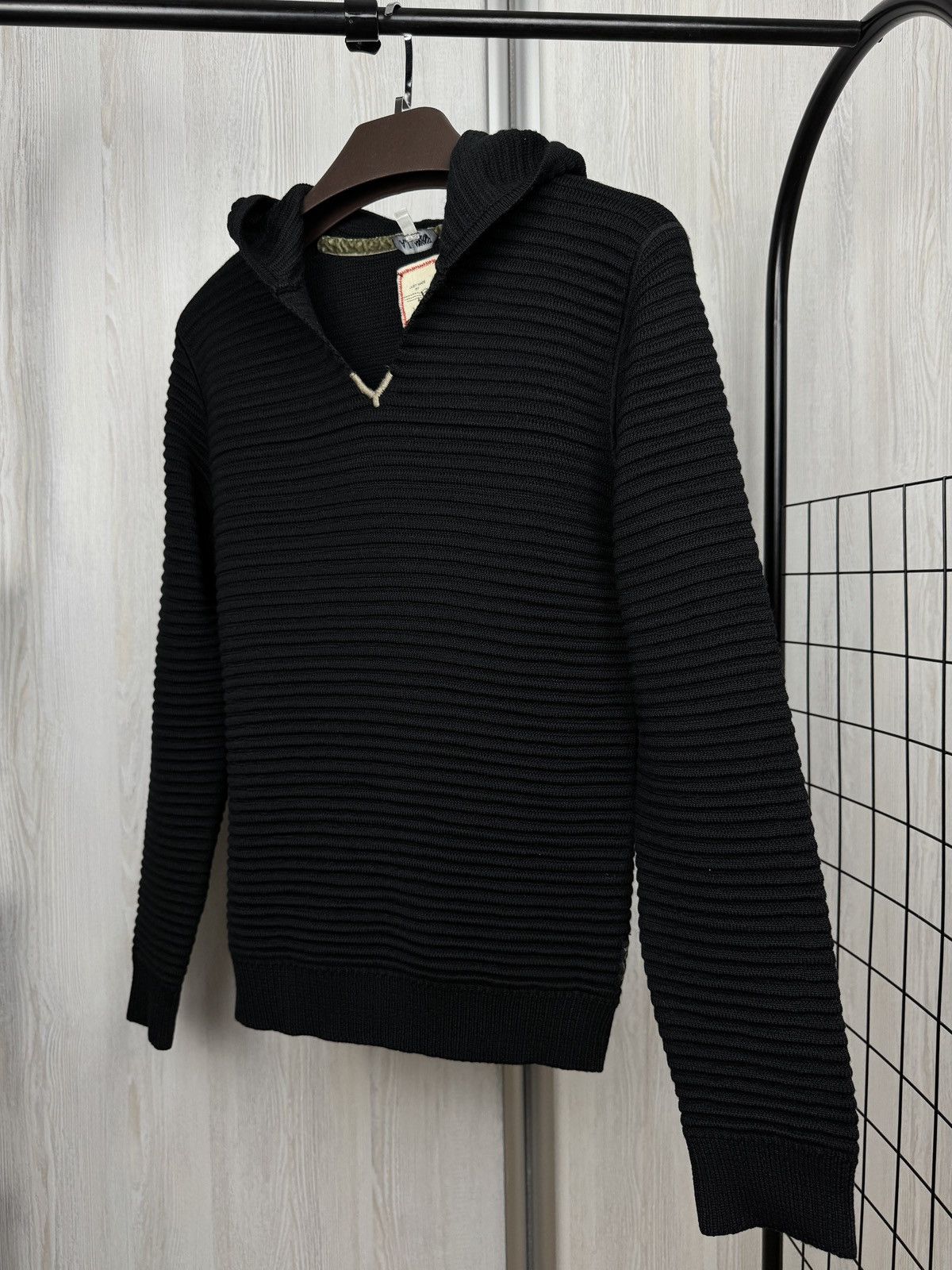 Armani Armani Jeans black ribbed wool blend hooded knitted sweater Size US S / EU 44-46 / 1 - 4 Thumbnail